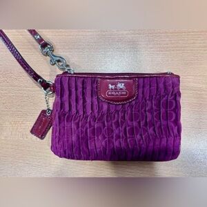 Coach Magenta Pleated Wristlet